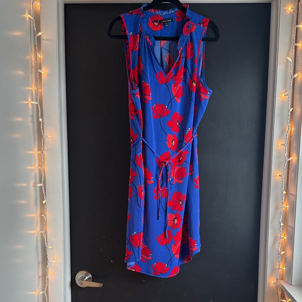 41 Hawthorn Blue and Red Floral Midi Dress